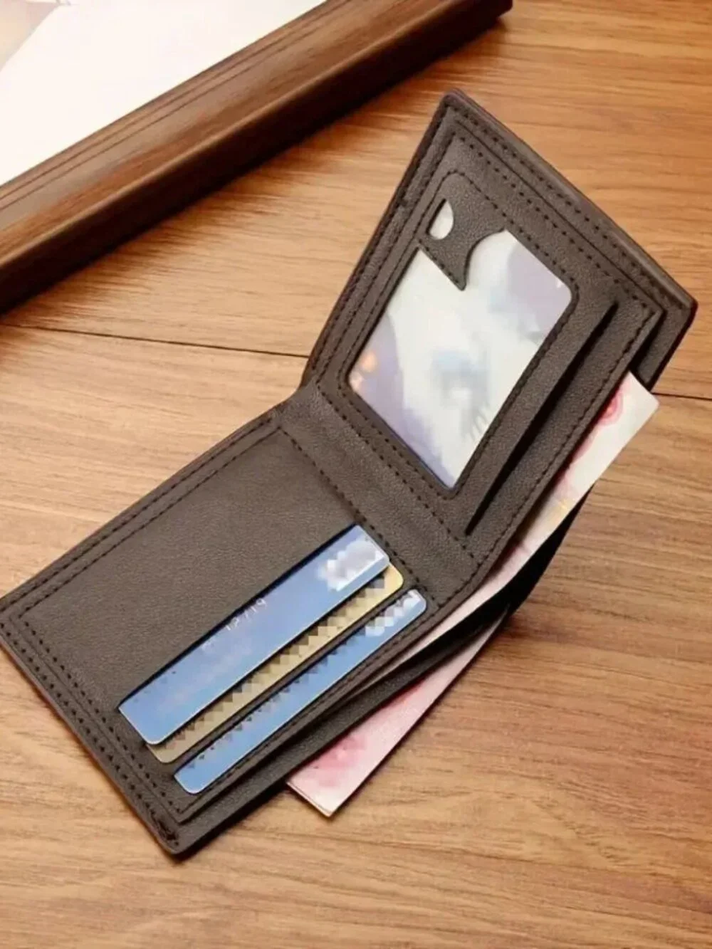 NEW Dark Brown Color Lightweight Men's Slim Bifold Vegan Leather Pocket Wallet